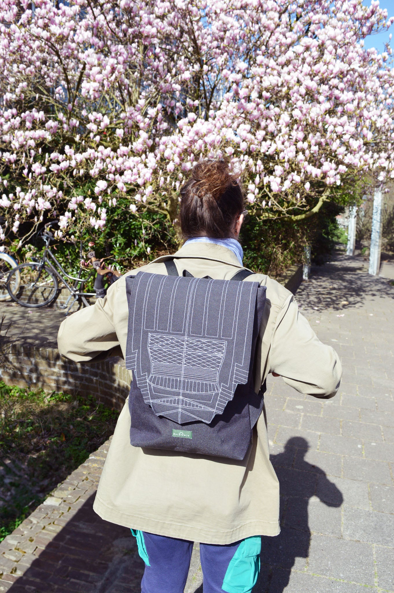 Backpack unisex waterproof water resistant cordura grey hipster backpack rucksack cycling bag everyday large backpack Zurichtoren geometric