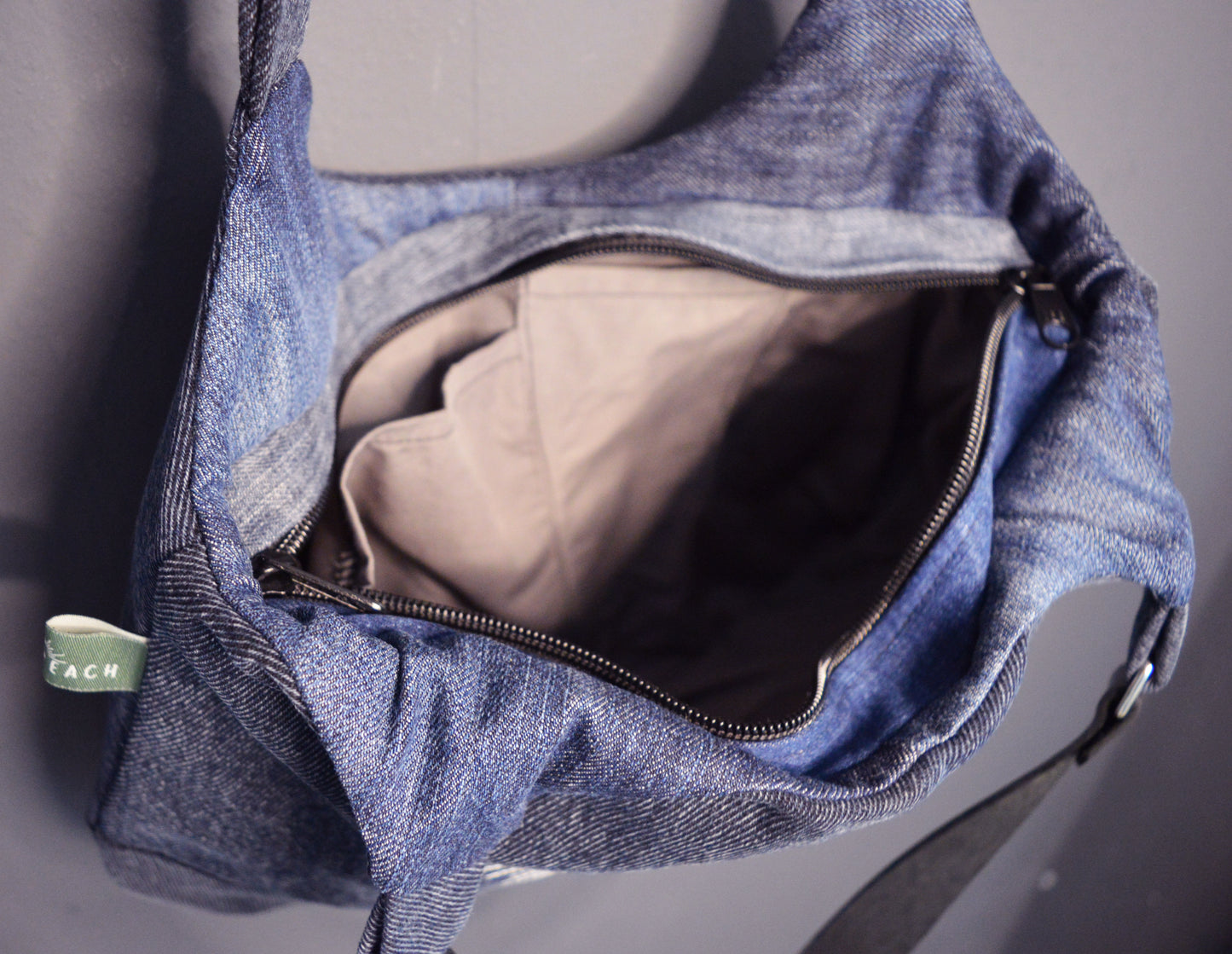 Dark blue shoulder bag with heart cool medium denim purse handbag canvas bag everyday clutch alternative old school tattoo style celestial