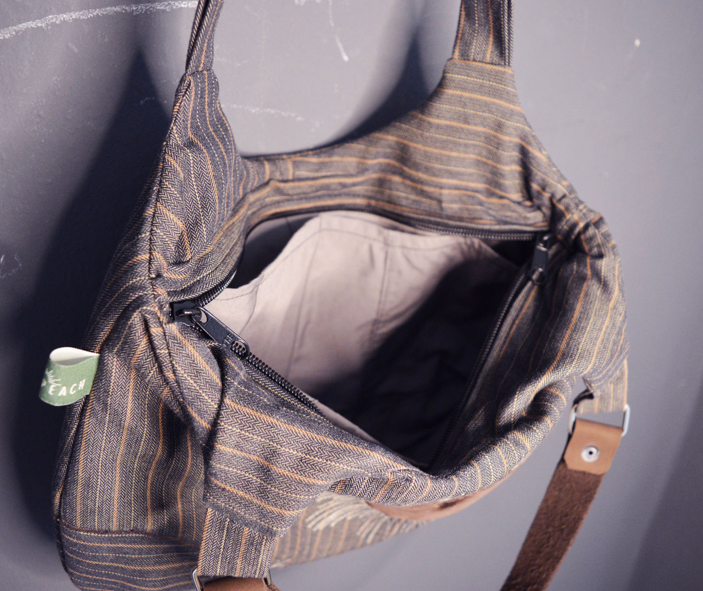 Brown shoulder bag with heart cool medium purse handbag canvas bag everyday purse clutch alternative old school tattoo style celestial