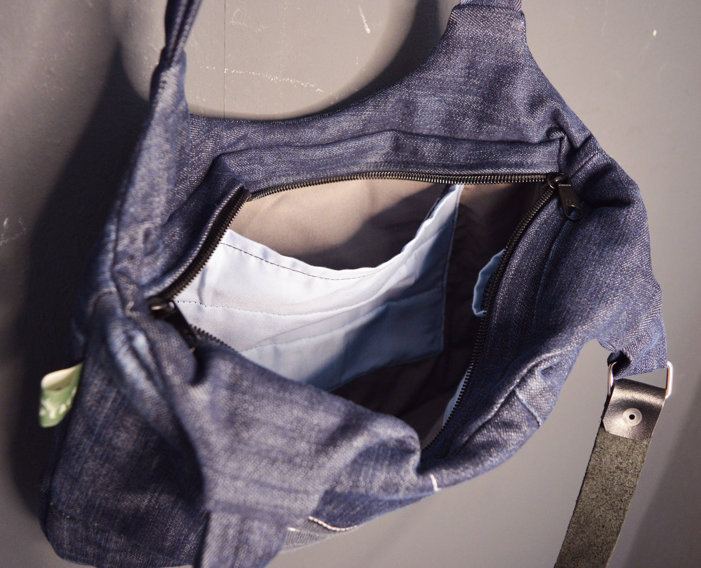 Blue shoulder bag with moth butterfly cool medium purse handbag canvas bag everyday purse clutch alternative old school tattoo style