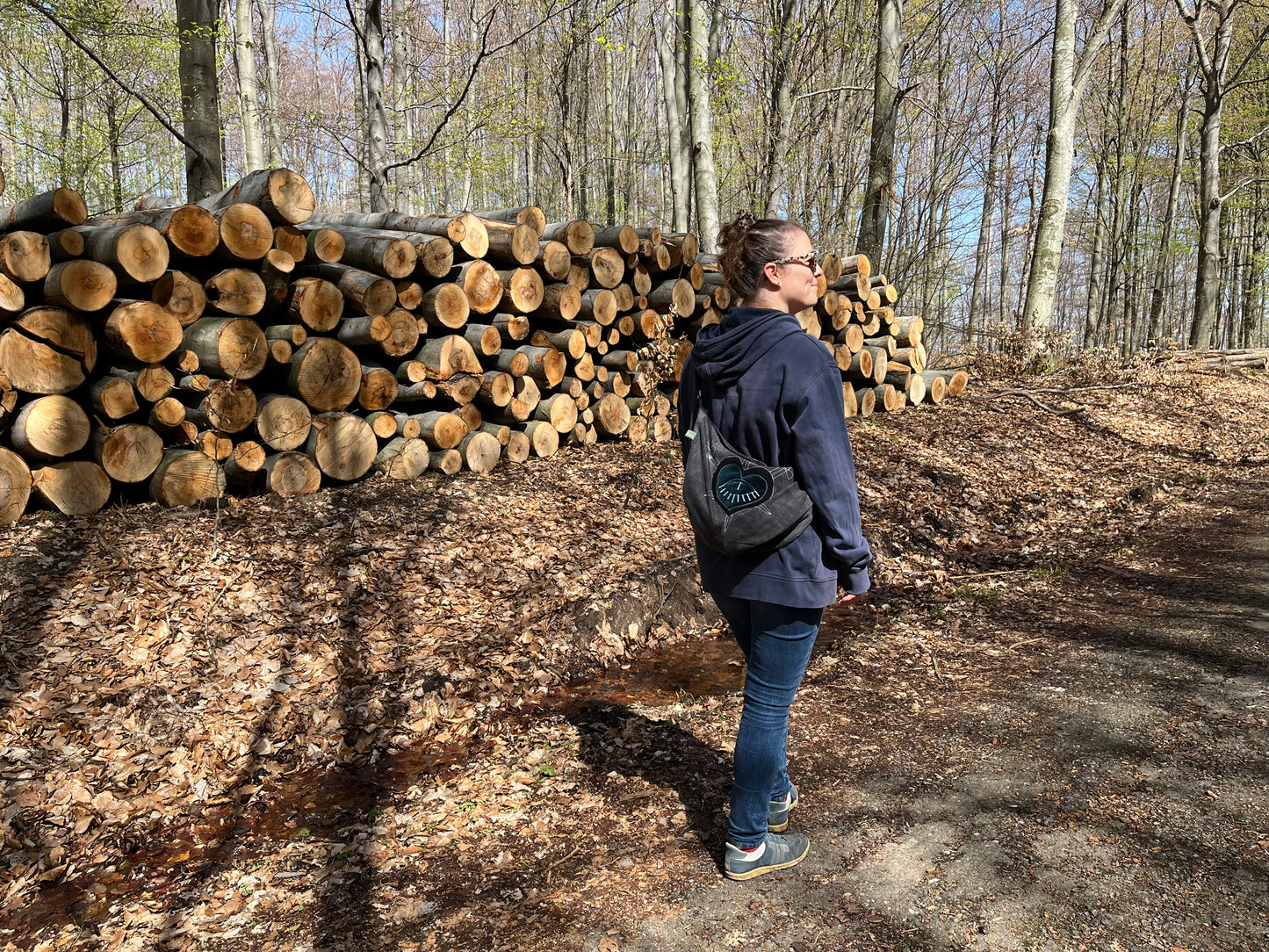 Gray purse crossbody bag messenger bag medium vegan bag OOAK tarot three swords vegan fashion heart eye mystic magical