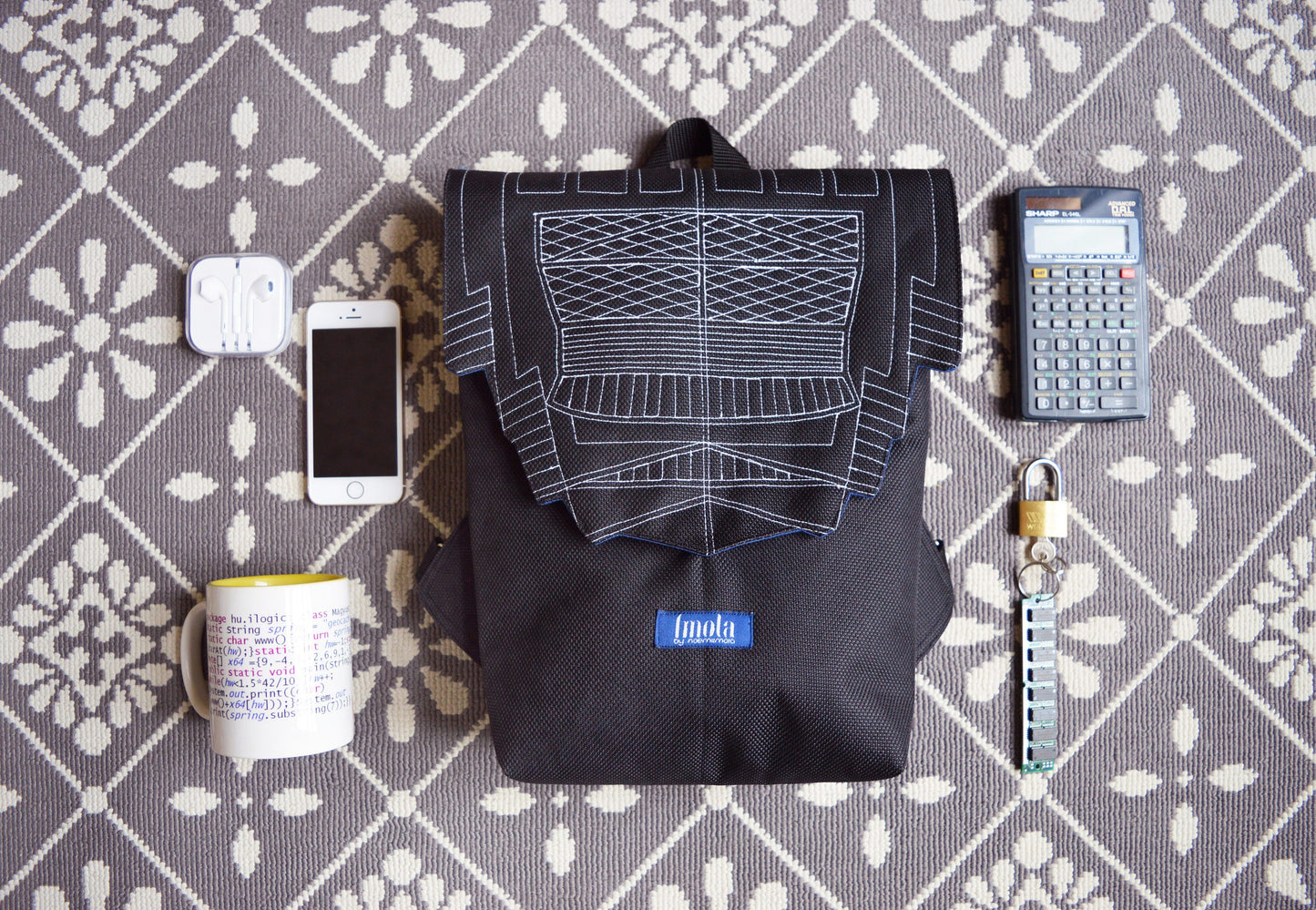 Backpack black hipster backpack rucksack cycling bag everyday small mini backpack Zurichtoren geometric simple minimal backpack carbon black