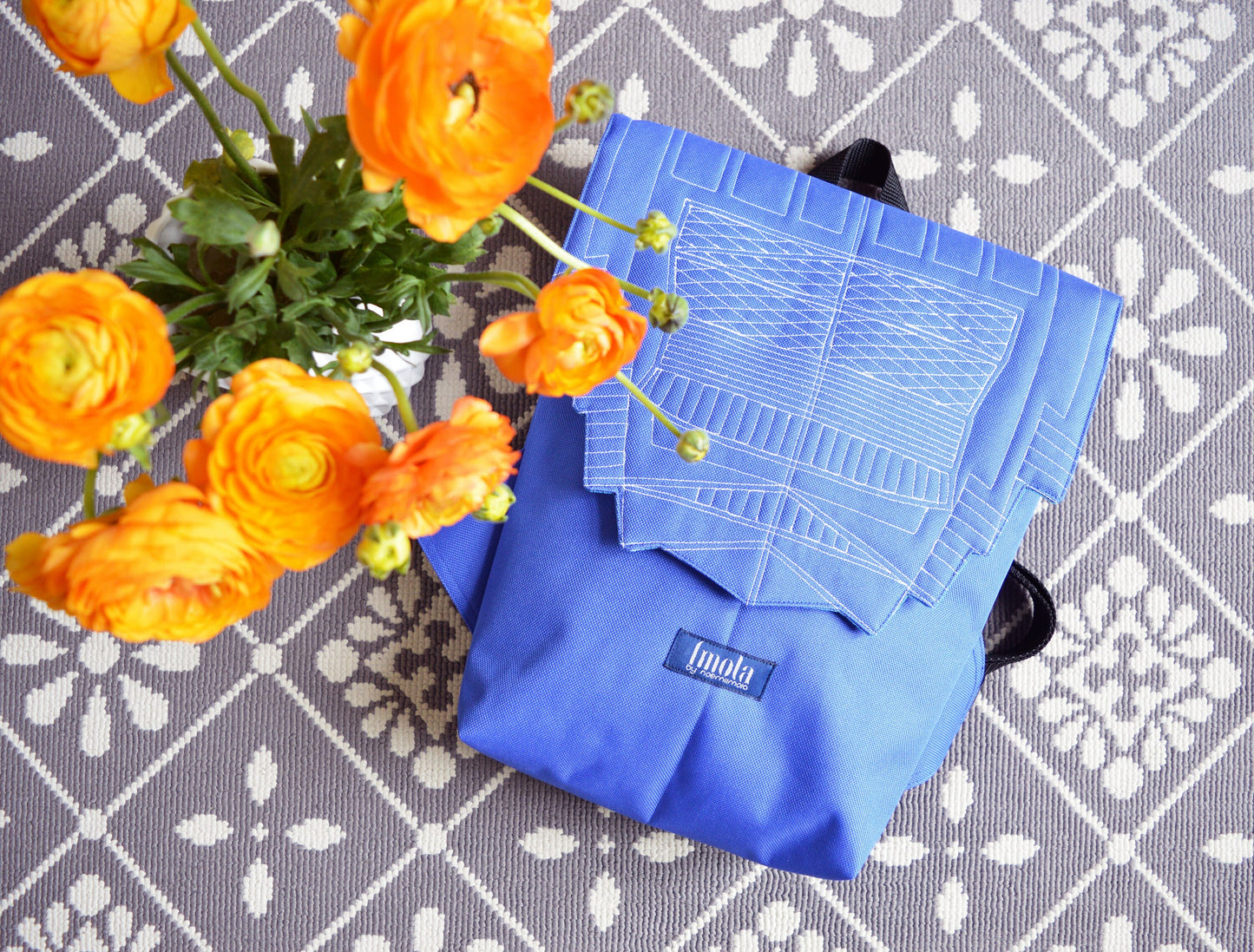 Backpack purplish blue hipster backpack rucksack cycling bag everyday small mini backpack Zurichtoren geometric simple minimalist