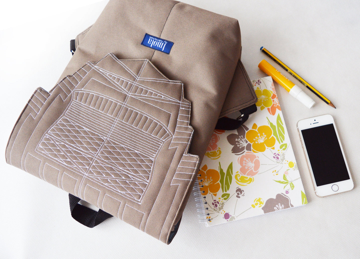 Backpack camel brown hipster backpack rucksack cycling bag waterproof small mini backpack Zurichtoren geometric simple minimal brownish bag