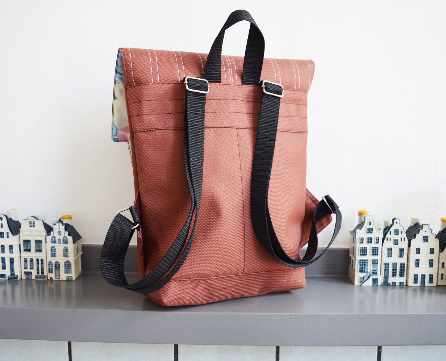 Backpack unisex brown hipster backpack rucksack cycling bag waterproof small mini backpack Zurichtoren geometric simple minimal warm brown