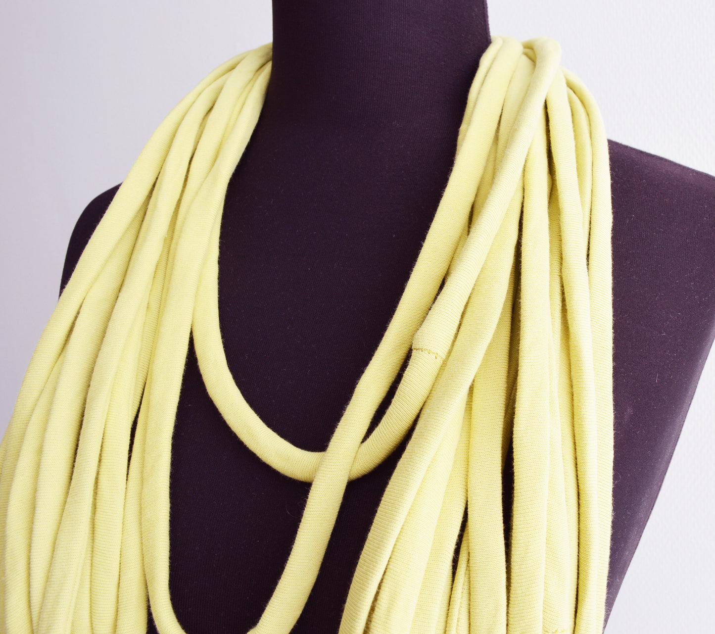 SALE Lime yellow necklace neck ornament loop scarf infinity scarf round scarf OOAK boho hippie happy scarf