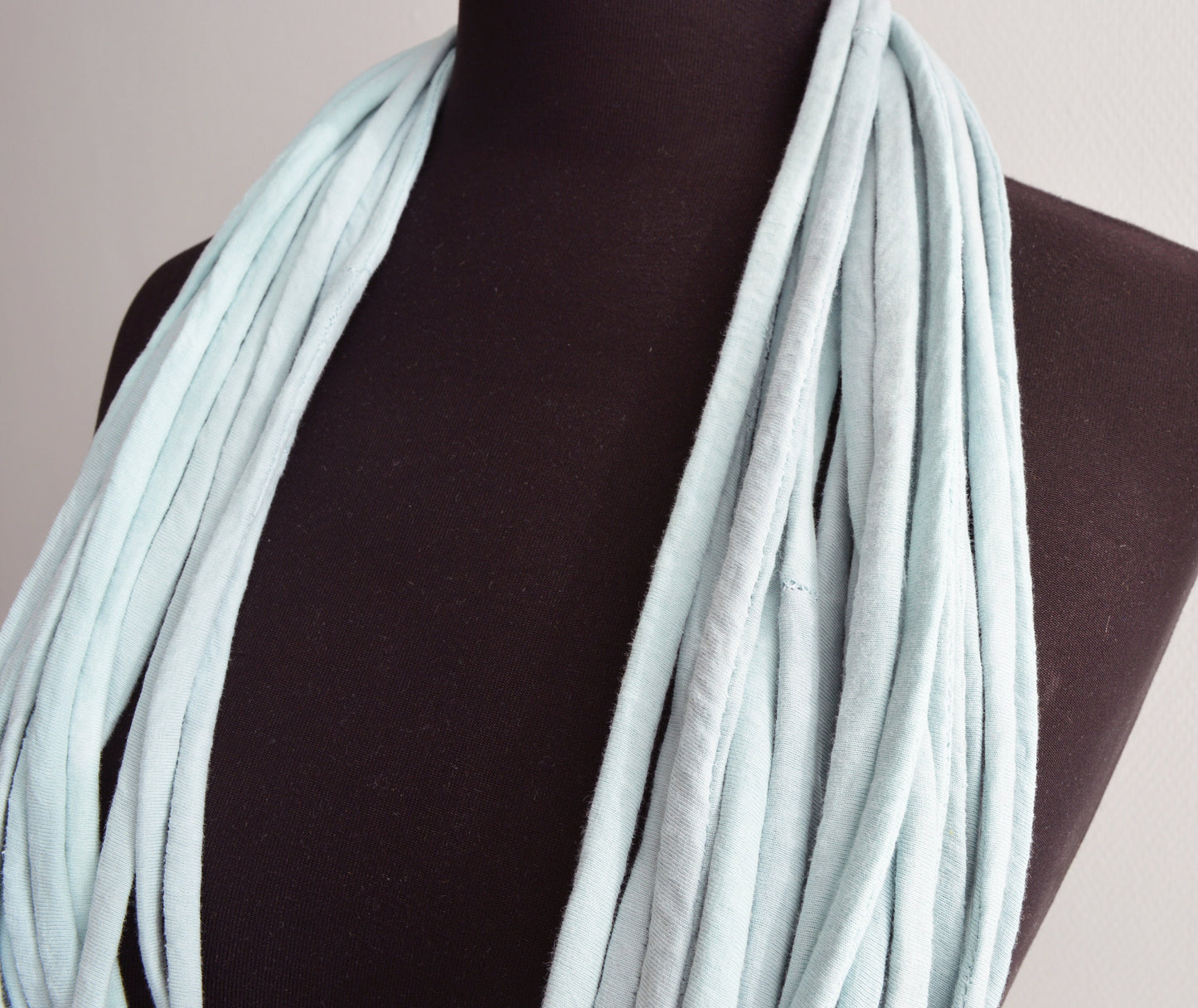 Light blue necklace neck ornament loop scarf infinity scarf round scarf OOAK minimalist scarf