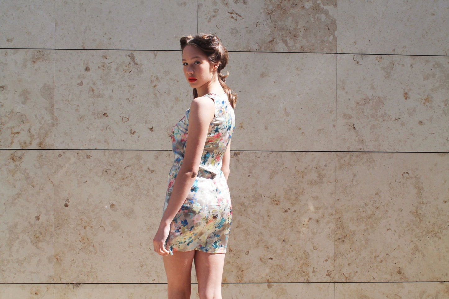 SALE Flower pattern floral silk minidress classy bridesmaid dress