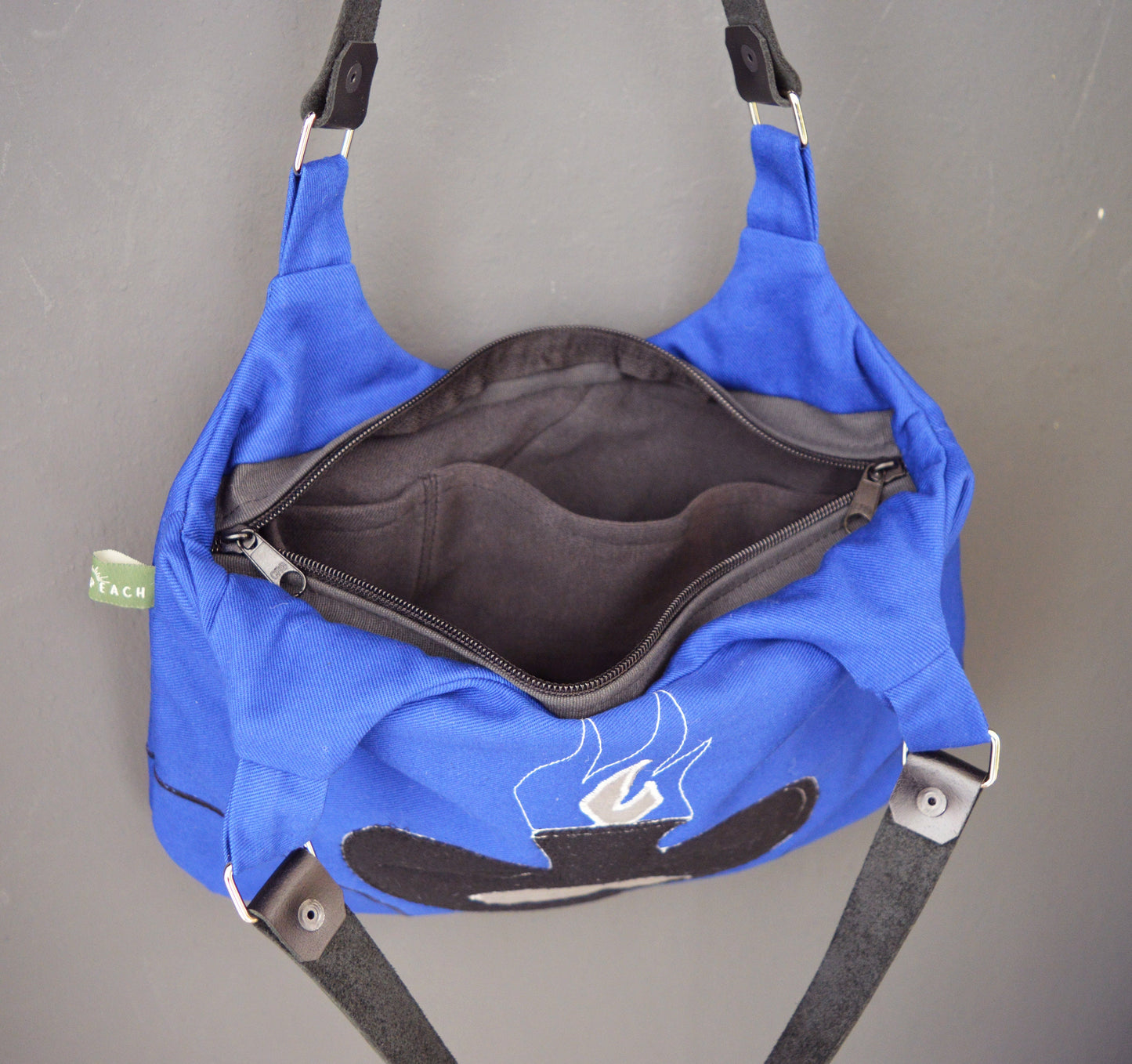 Blue purse with poison glass potion eye cool medium purse handbag shoulder bag canvas bag everyday purse alternative old school tattoo style