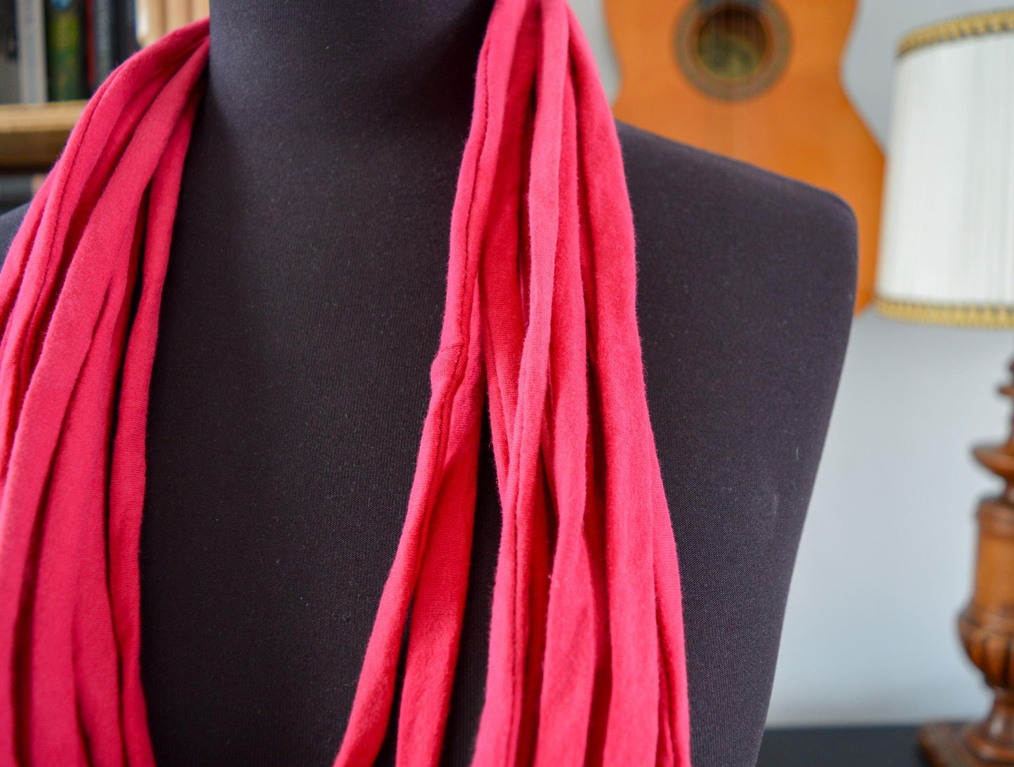 Fuchsia pink necklace neck ornament loop scarf infinity scarf round scarf OOAK