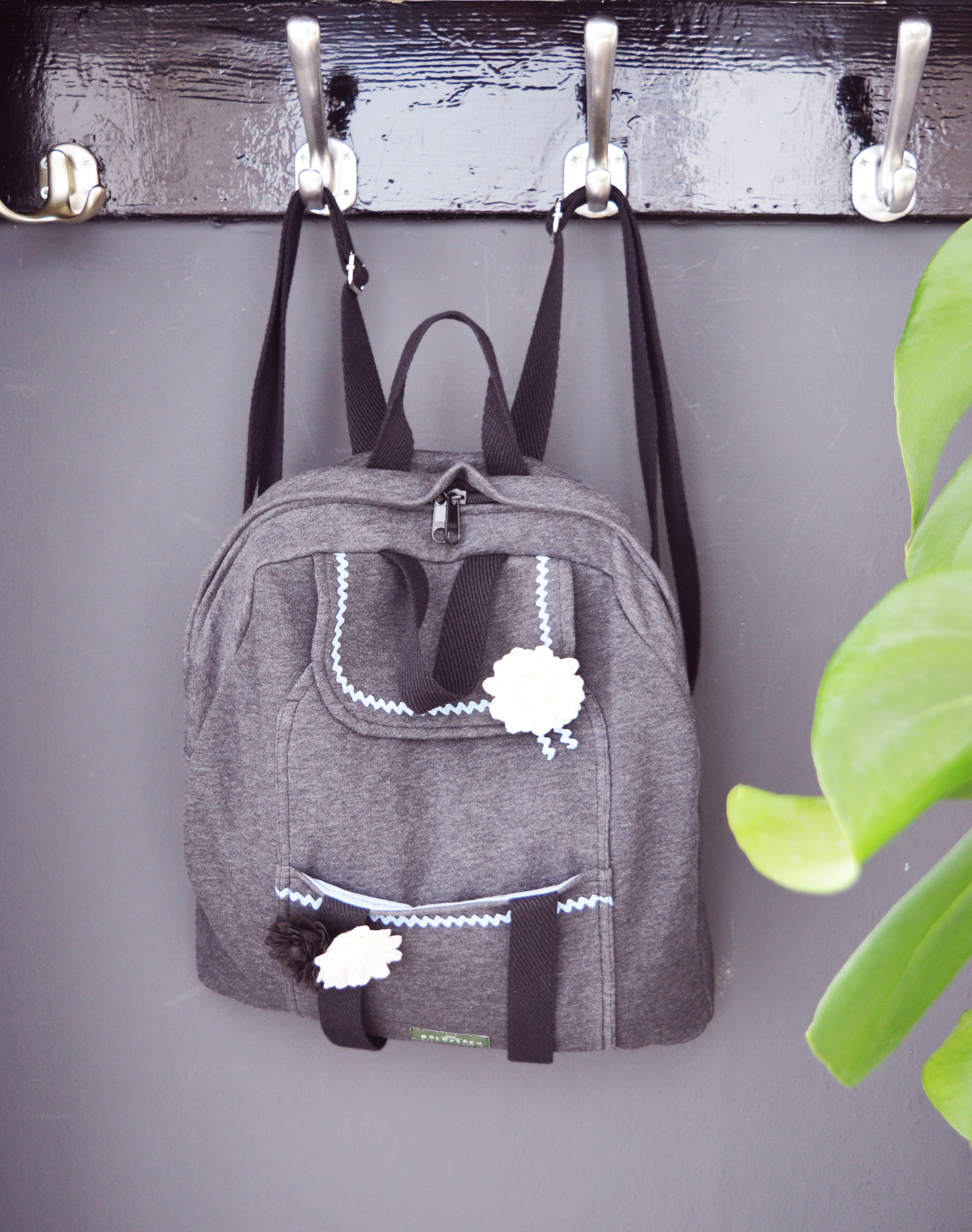 Gray backpack with romantic deatails and lots of pockets Boldpeach