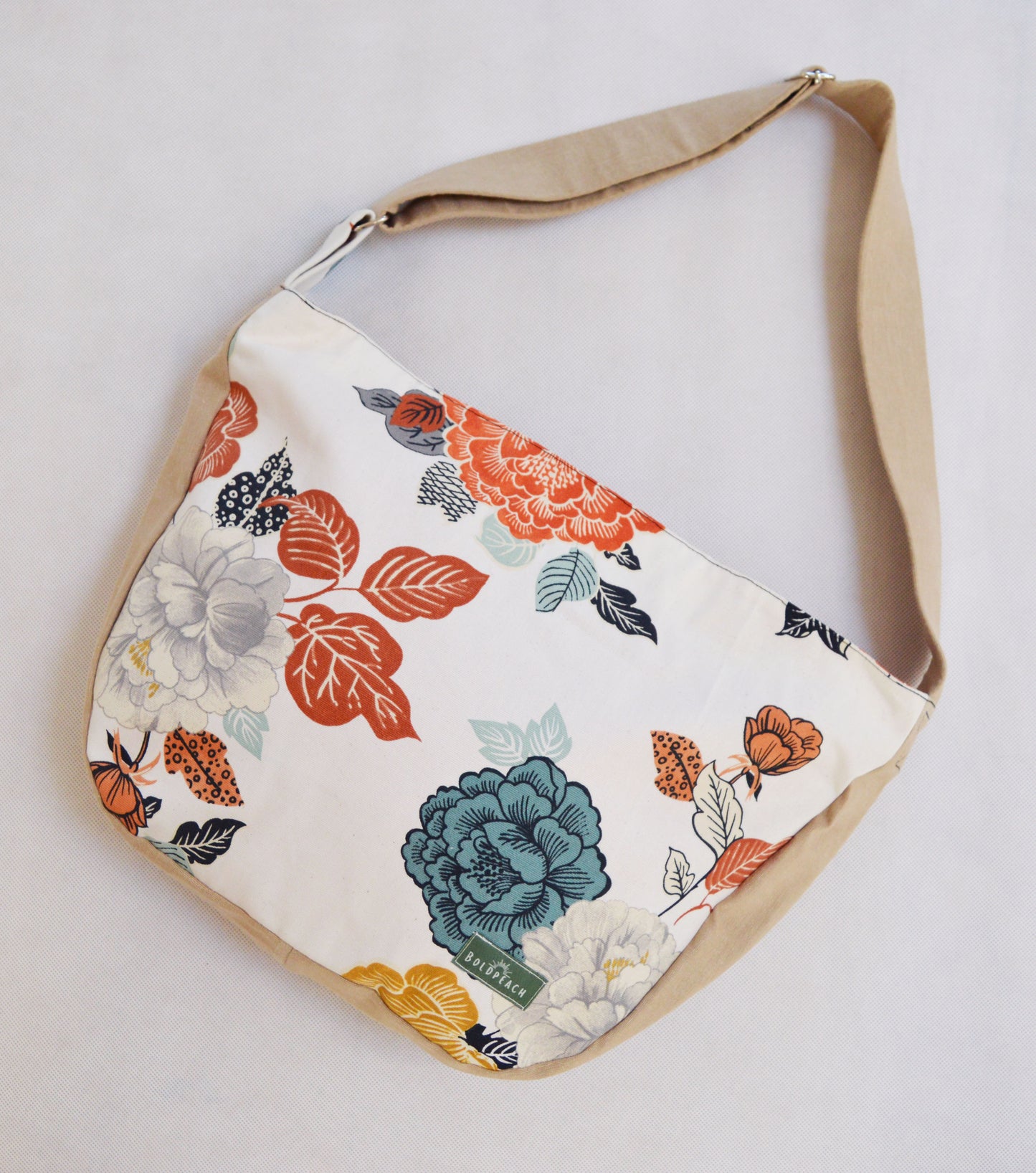 Bike crossbody bag bike messenger bag beige floral japanese flowers chinese flowers oriental style asian style bag 1.1 BASIC COLLECTION