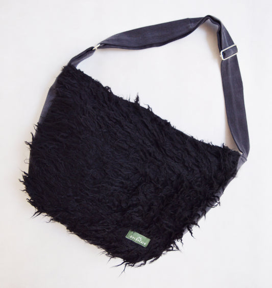 Bike crossbody bag bike messenger bag black fur fake fur faux fur puli roller skate bag diaper bag shoulder bag