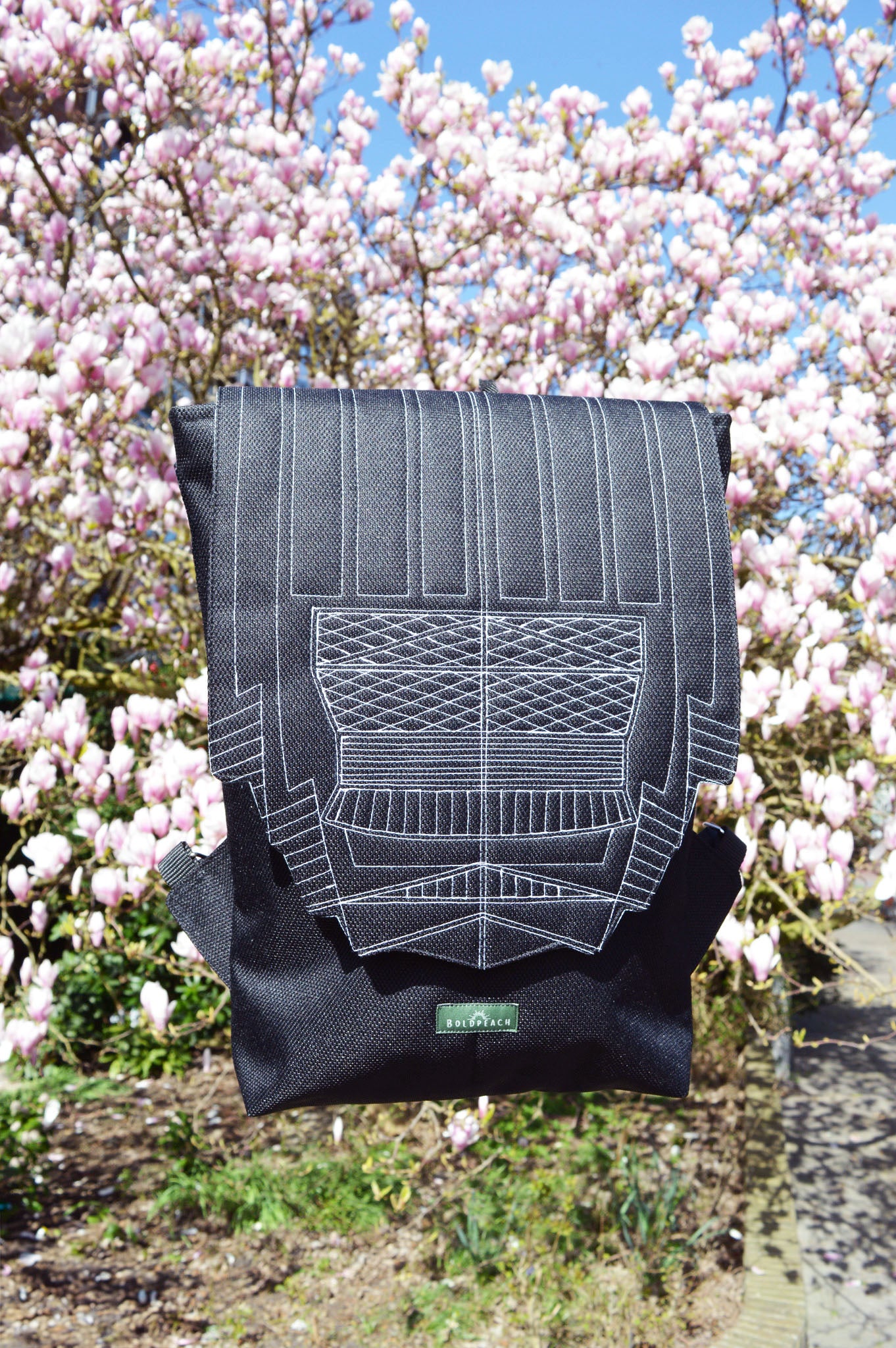 Backpack unisex waterproof water resistant cordura black hipster backpack rucksack cycling bag everyday large backpack Zurichtoren geometric