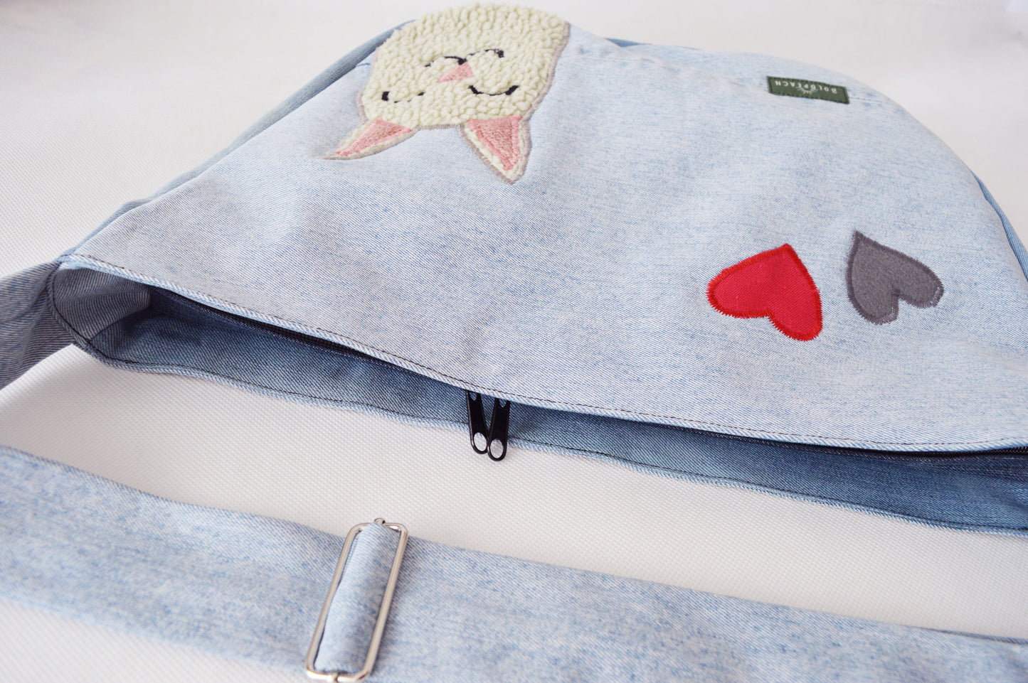Crossbody bag bike messenger bag cycling bag applique cute kitty cat animal sweet adorable hearts bag upcycled recycled 1.1 BASIC COLLECTION