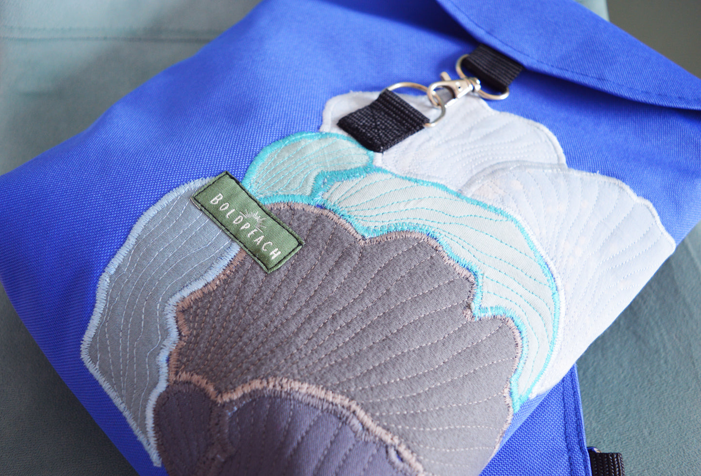 Backpack blue hipster backpack rucksack cycling bag everyday small mini backpack magic mushroom abstract OOAK purplish vegan backpack