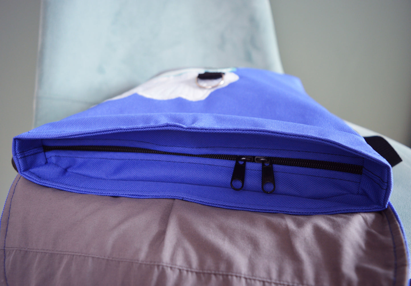 Backpack blue hipster backpack rucksack cycling bag everyday small mini backpack magic mushroom abstract OOAK purplish vegan backpack