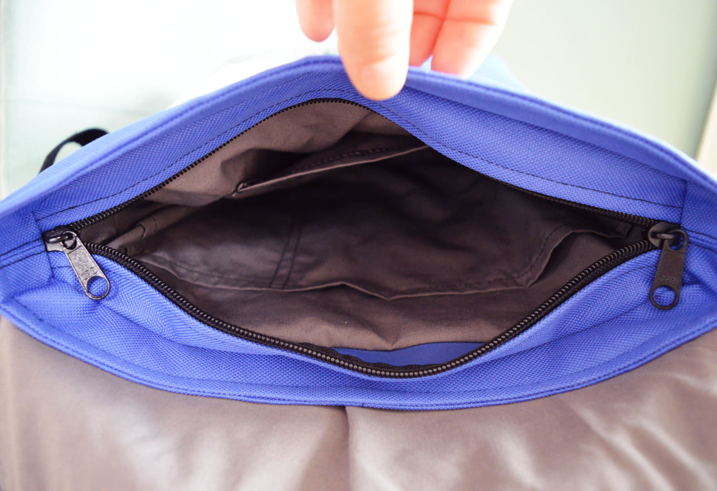 Backpack blue hipster backpack rucksack cycling bag everyday small mini backpack magic mushroom abstract OOAK purplish vegan backpack