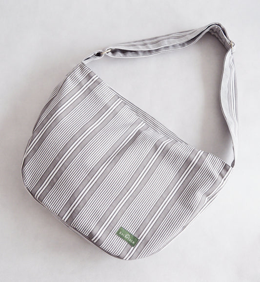 Gray white stripes crossbody bag bike messenger bag vertical stripes