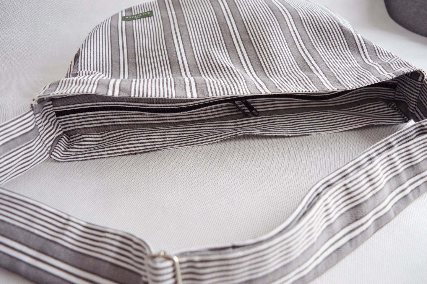 Gray white stripes crossbody bag bike messenger bag vertical stripes