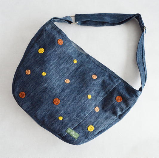 Bike crossbody bag denim jeans bike messenger bag dotted minimal minimalist simple cycling bag upcycled 1.1 BASIC COLLECTION