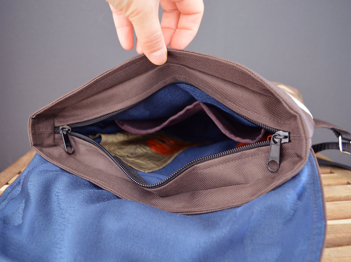 Backpack brown hipster backpack rucksack cycling bag everyday small mini backpack flakes fishscale applique mermaid pine cone OOAK vegan