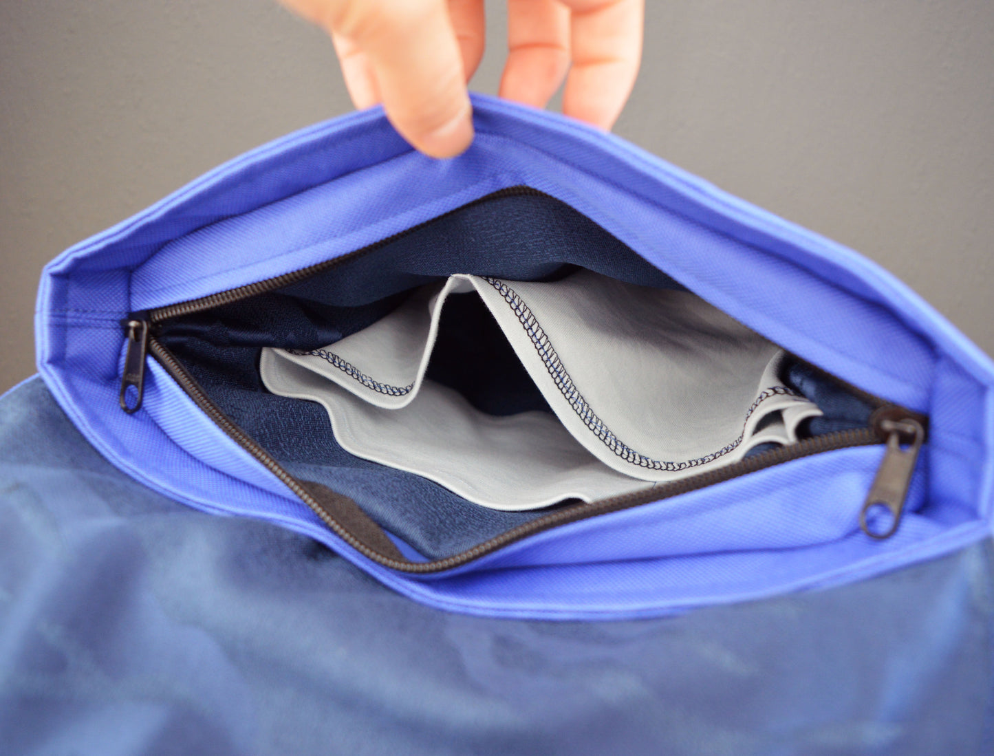 Backpack blue rucksack cycling bag small mini vegan hipster backpack geometric applique abstract everyday backpack OOAK purplish waterproof