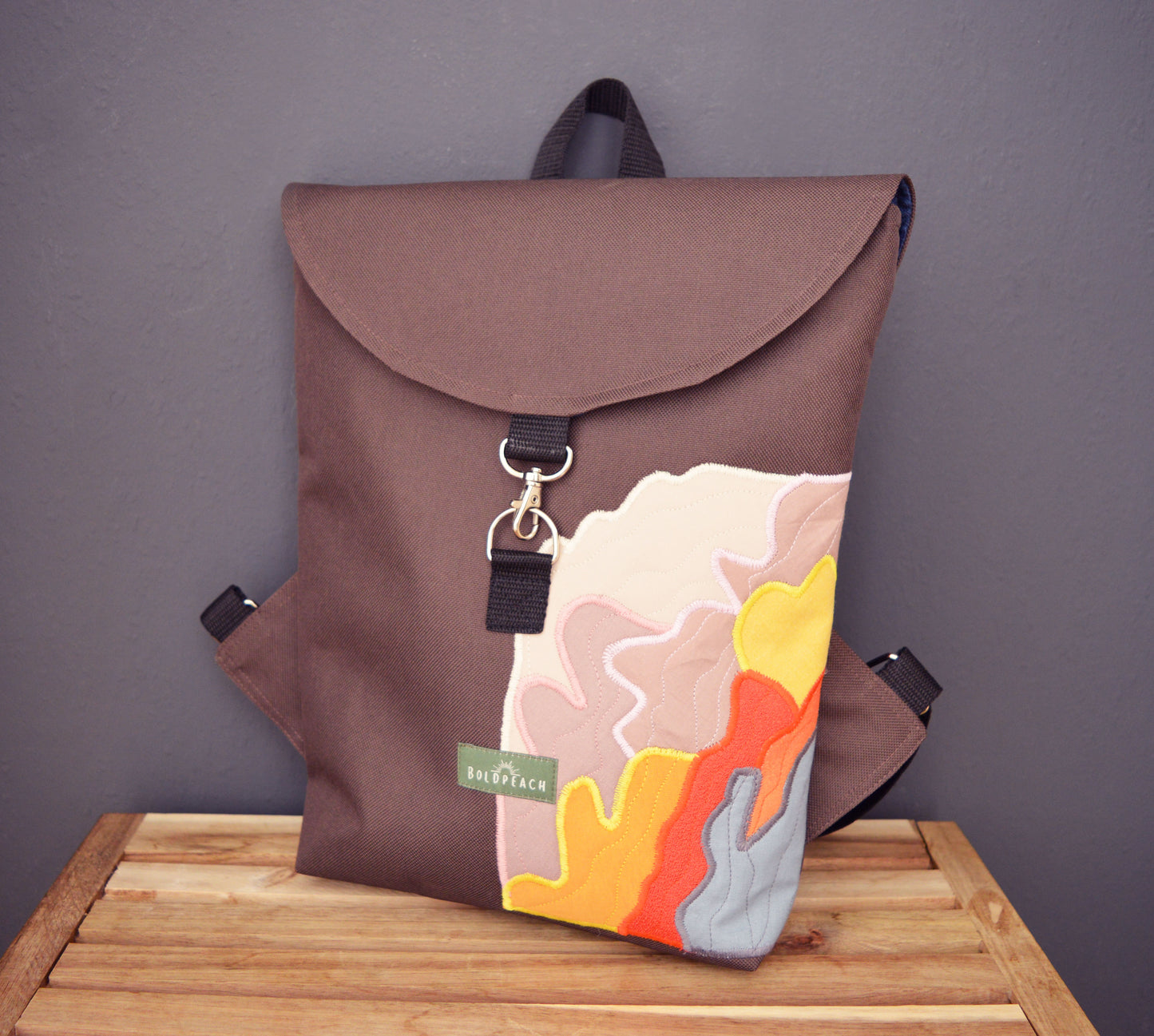 Backpack brown hipster backpack rucksack cycling bag everyday small mini vegan backpack dark chocolate brown bag OOAK magic mushroom