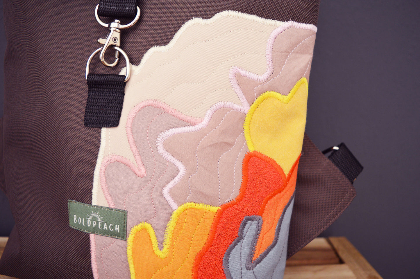 Backpack brown hipster backpack rucksack cycling bag everyday small mini vegan backpack dark chocolate brown bag OOAK magic mushroom