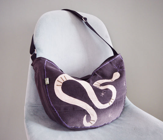 Black crossbody bag messenger bag snake medium vegan bag OOAK tarot the snake vegan fashion mystic magical old school tattoo celestial bag