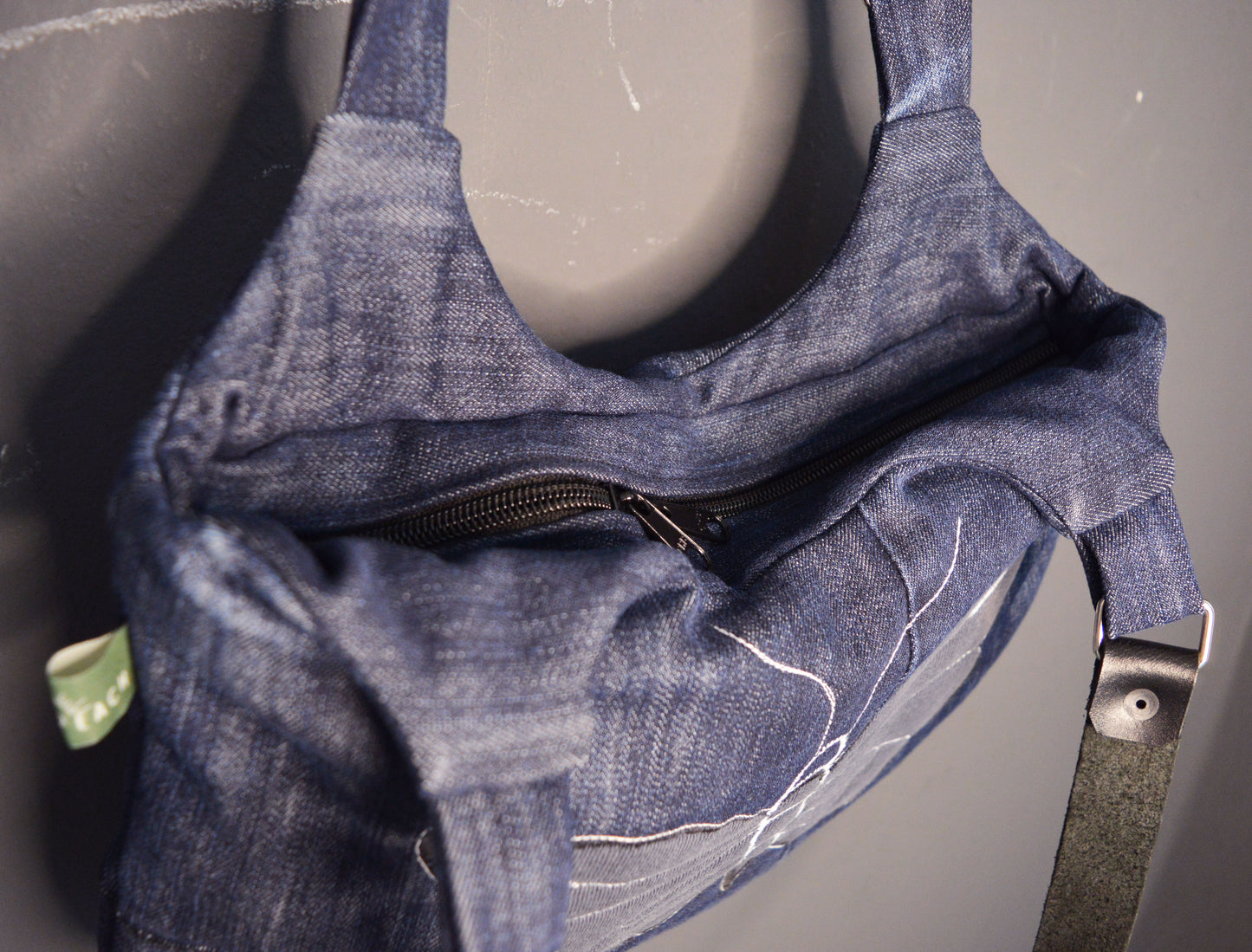 Blue shoulder bag with moth butterfly cool medium purse handbag canvas bag everyday purse clutch alternative old school tattoo style