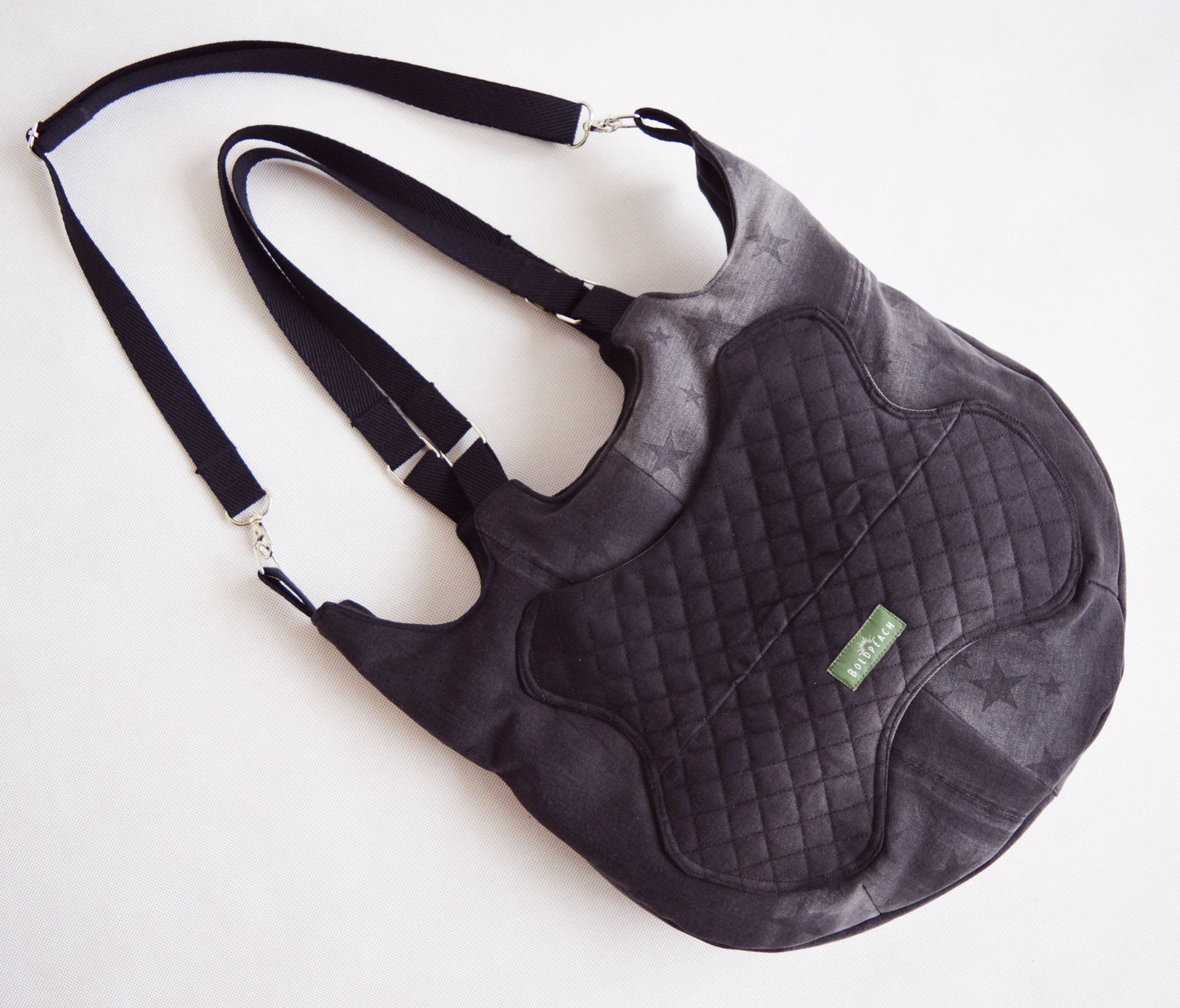 Black stars large crossbody tote bag hobo bag