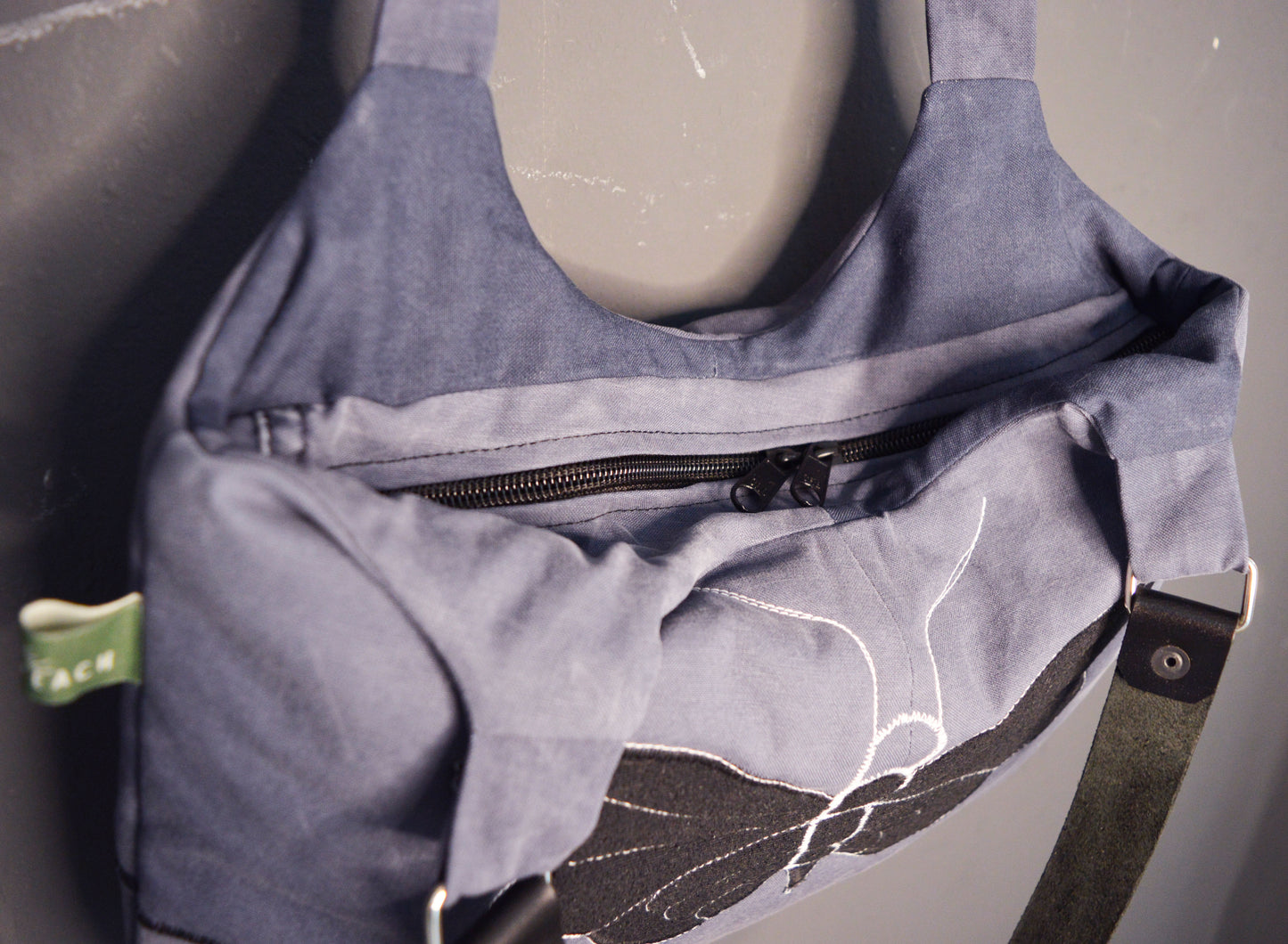 Gray shoulder bag with moth butterfly cool medium purse handbag canvas bag everyday purse clutch alternative old school tattoo style