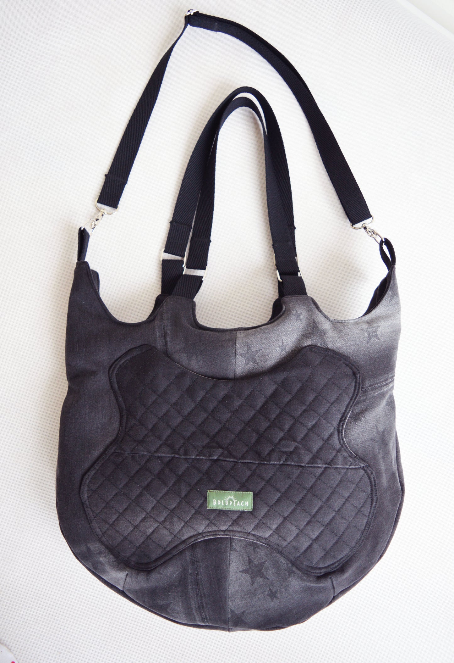 Black stars large crossbody tote bag hobo bag