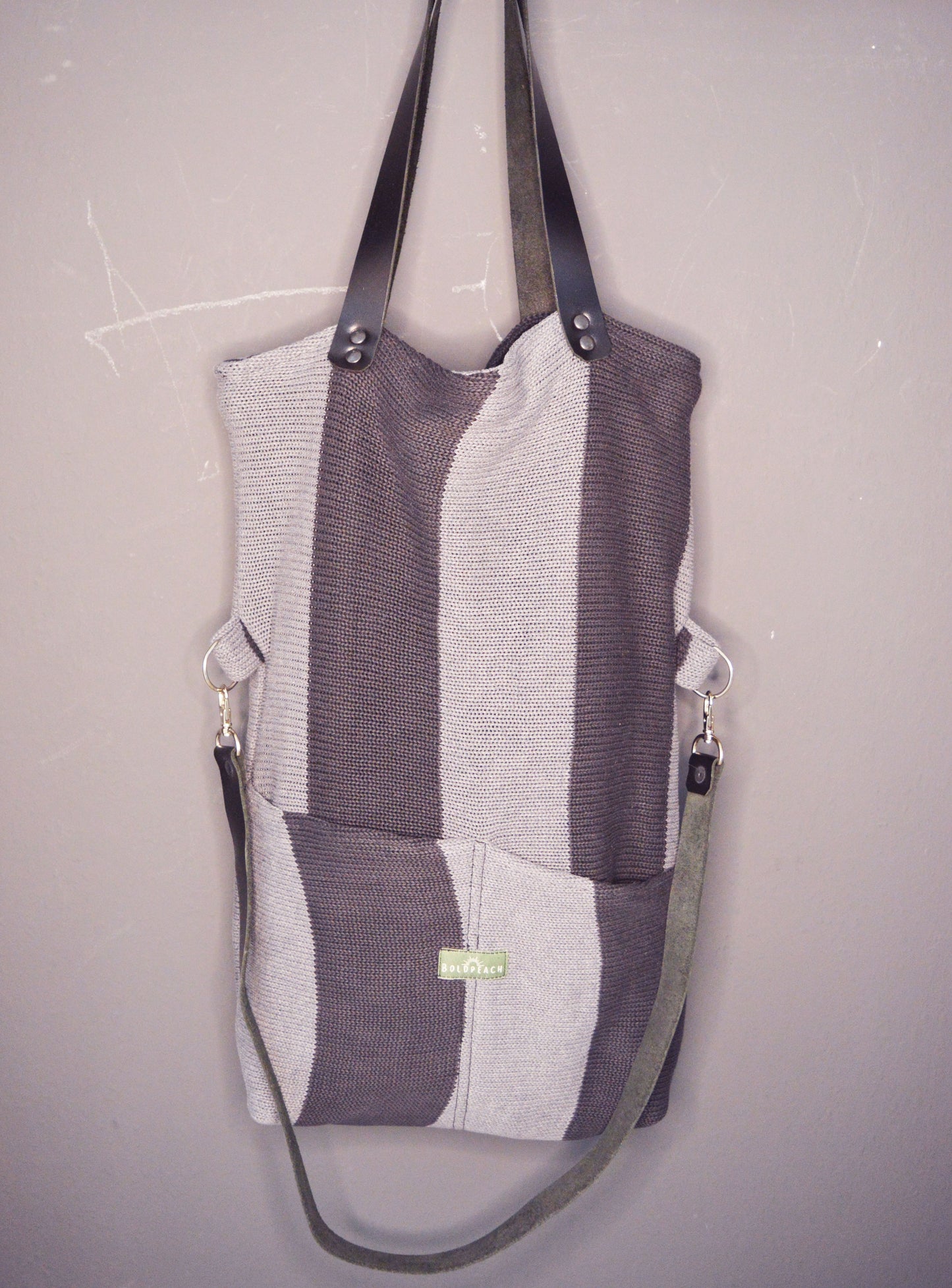 SALE Large fold over tote bag shopping bag casual fold over tote school bag black grey book bag variable tote crossbody messenger