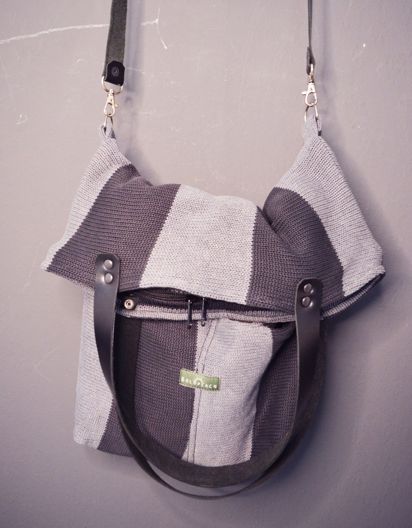 SALE Large fold over tote bag shopping bag casual fold over tote school bag black grey book bag variable tote crossbody messenger