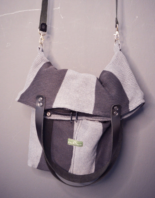 SALE Large fold over tote bag shopping bag casual fold over tote school bag black grey book bag variable tote crossbody messenger