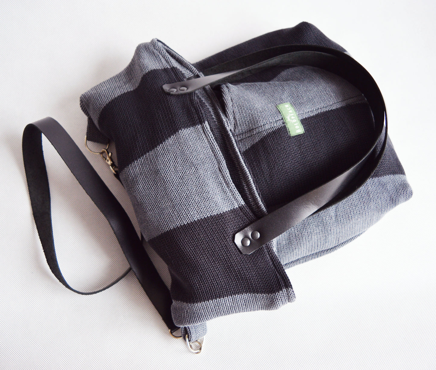 SALE Large fold over tote bag shopping bag casual fold over tote school bag black grey book bag variable tote crossbody messenger