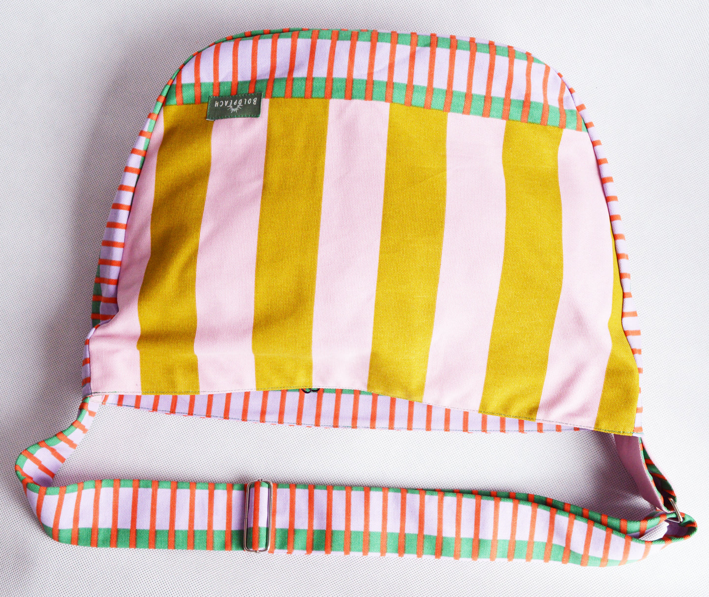 Colorful crossbody bag bike messenger bag pink yellow green striped geometric print