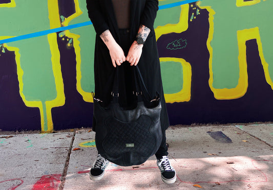 Black stars large crossbody tote bag hobo bag