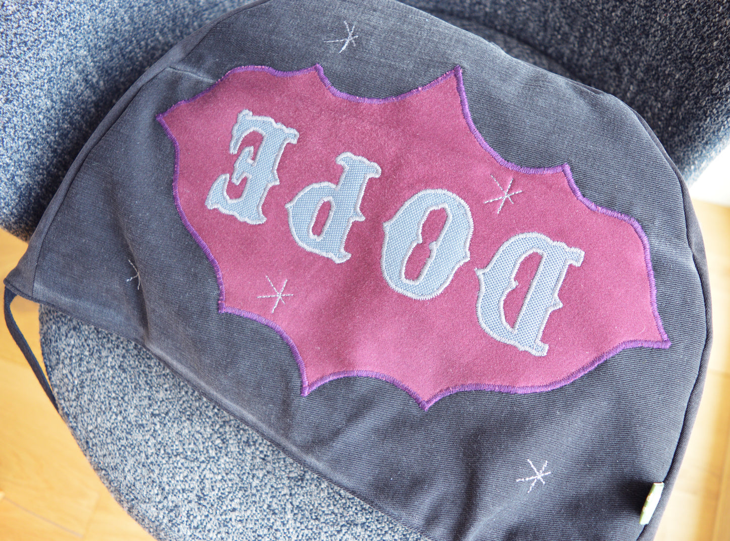 Black crossbody bag messenger bag dope text banner medium vegan bag OOAK vegan fashion mystic magical old school tattoo celestial bag