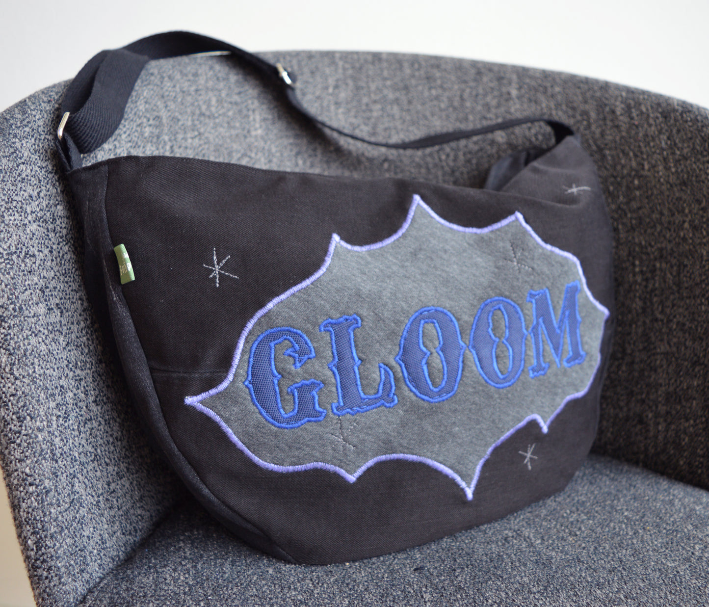 Black crossbody bag messenger bag gloom medium vegan bag OOAK vegan fashion mystic magical old school tattoo celestial bag