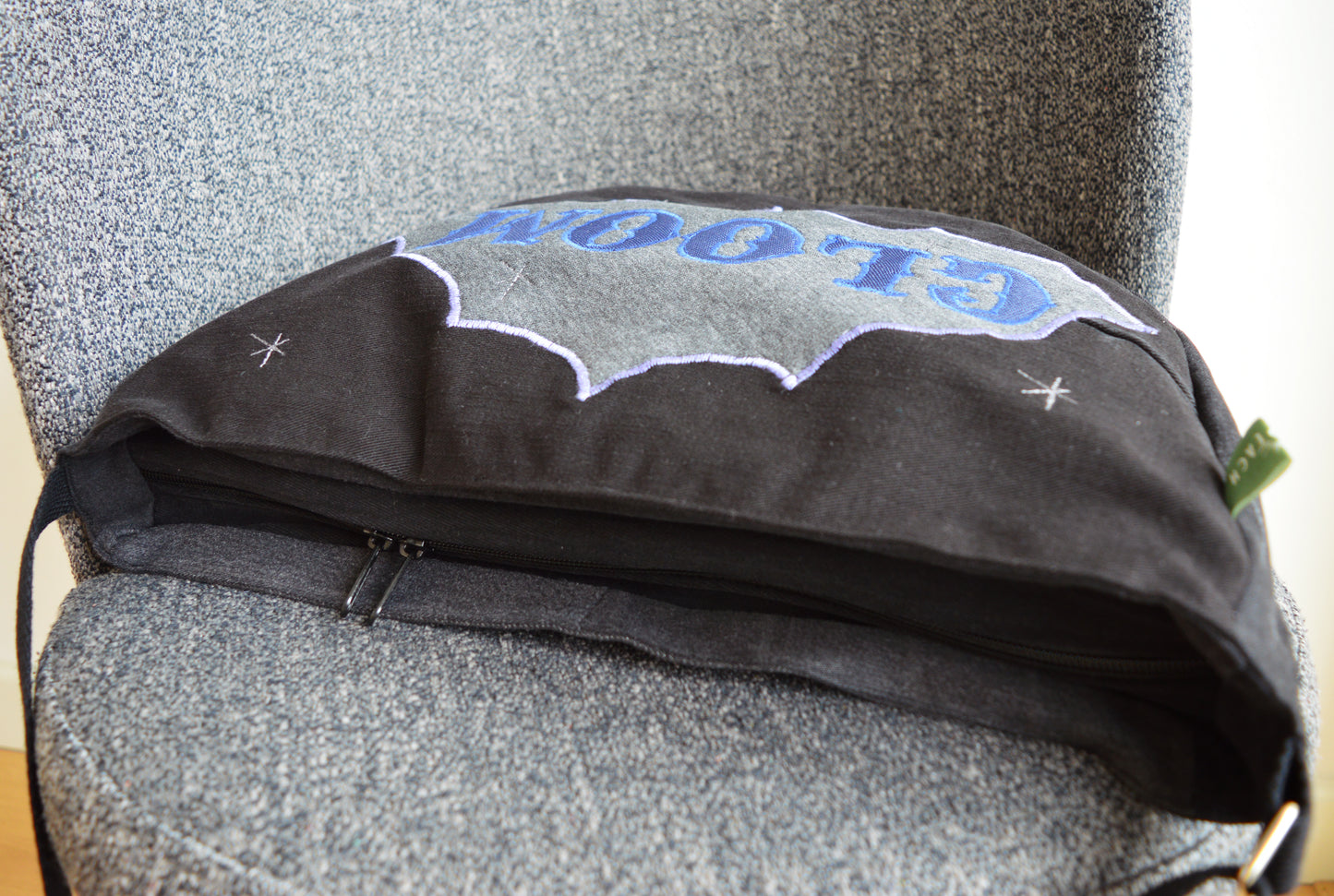 Black crossbody bag messenger bag gloom medium vegan bag OOAK vegan fashion mystic magical old school tattoo celestial bag