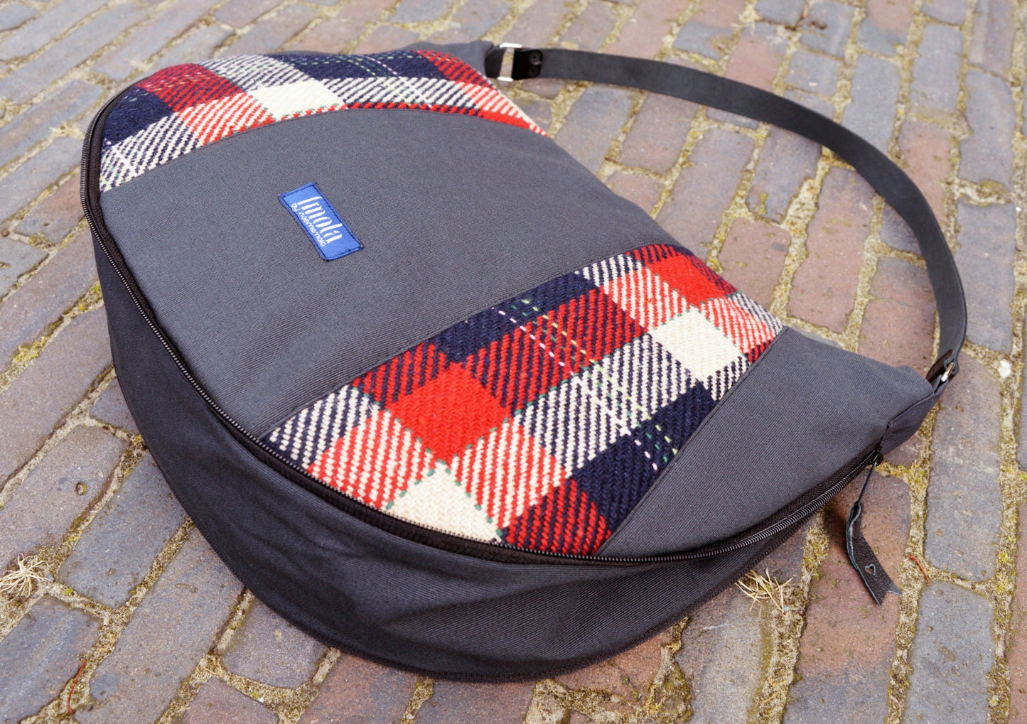 Plaid purse country cottage chic western large handbag shoulder bag canvas bag genuine leather black strap elegant everyday purse tartan