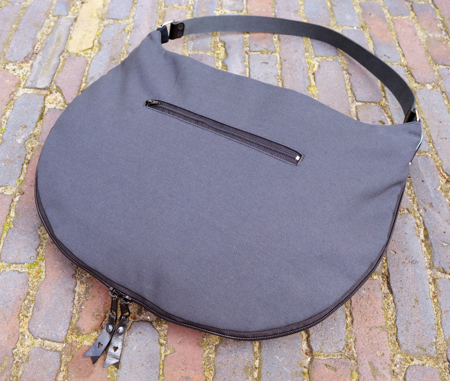 Abstract purse simple increasable large purse handbag shoulder bag canvas bag real genuine leather black strap elegant everyday purse OOAK