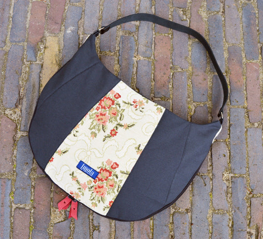 Brocade purse simple expandable large purse handbag shoulder bag canvas bag country cottage chic western style elegant everyday purse OOAK