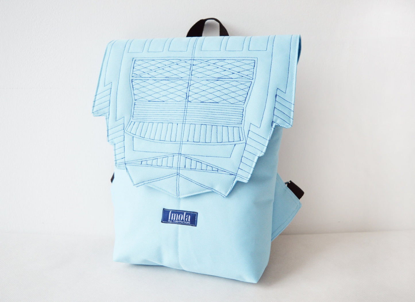 Backpack light blue hipster backpack rucksack cycling bag everyday small mini backpack Zurichtoren geometric simple minimalist baby blue bag