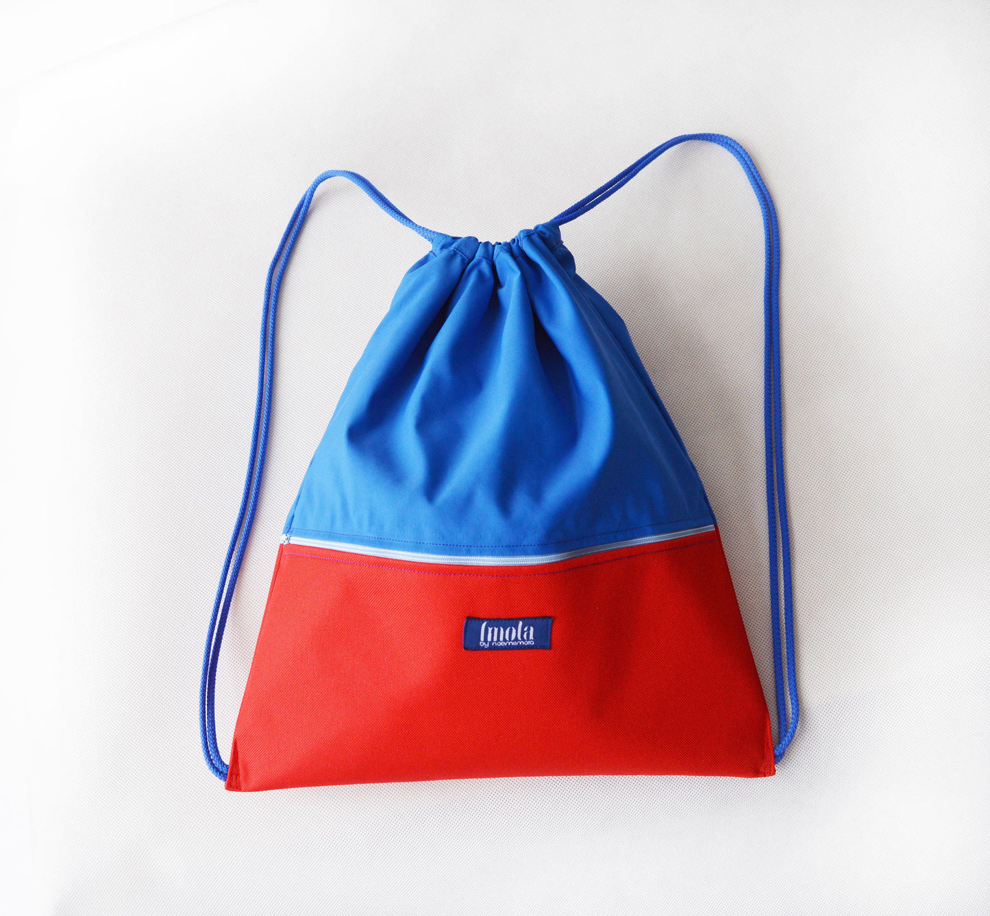Summer gym bag backpack beach festival bag water resistant waterproof color block blue red hipster colorful minimal backpack hot spicy red