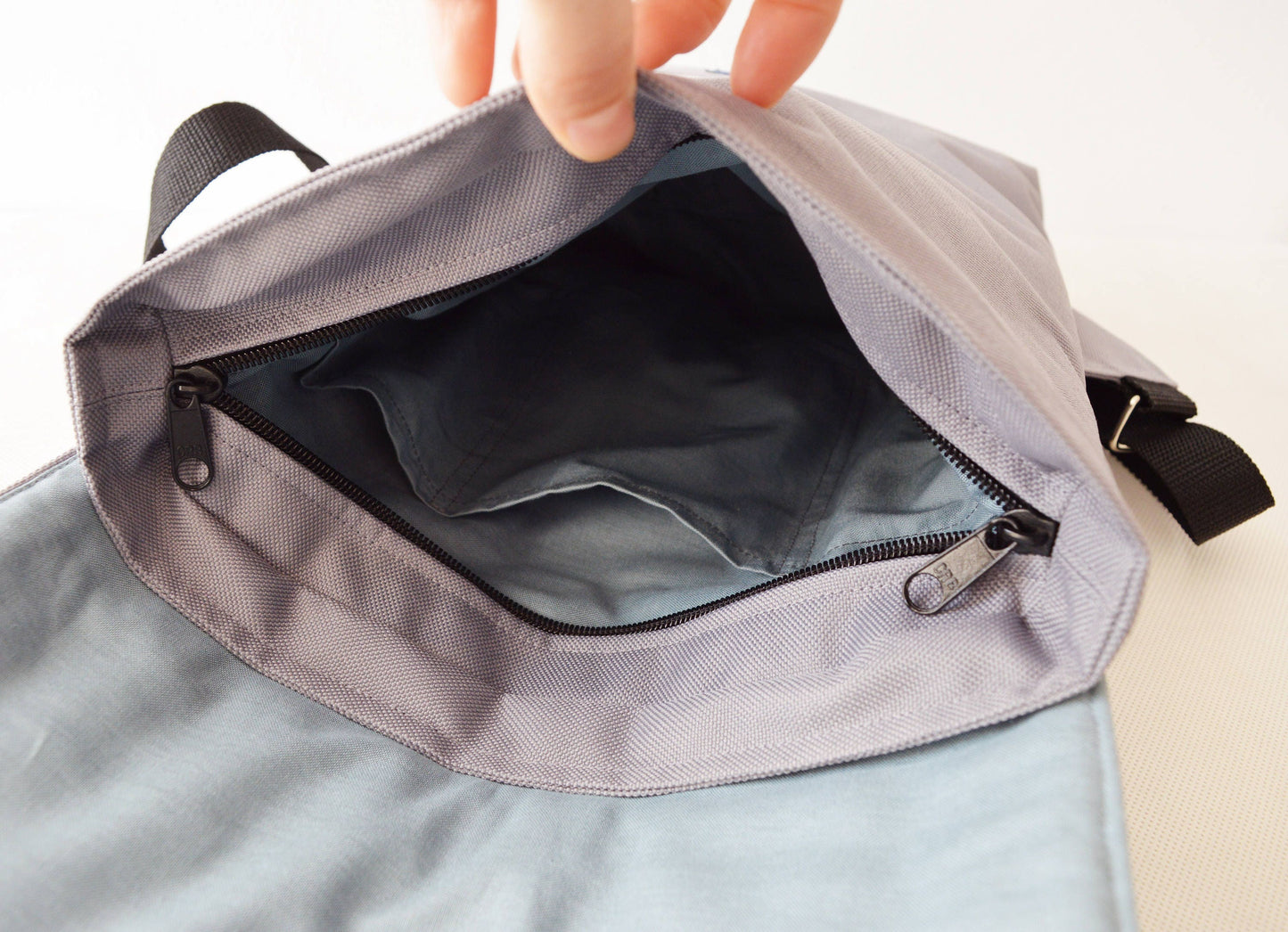 Backpack light gray hipster backpack rucksack cycling bag everyday small mini backpack Zurichtoren geometric simple minimalist backpack bag