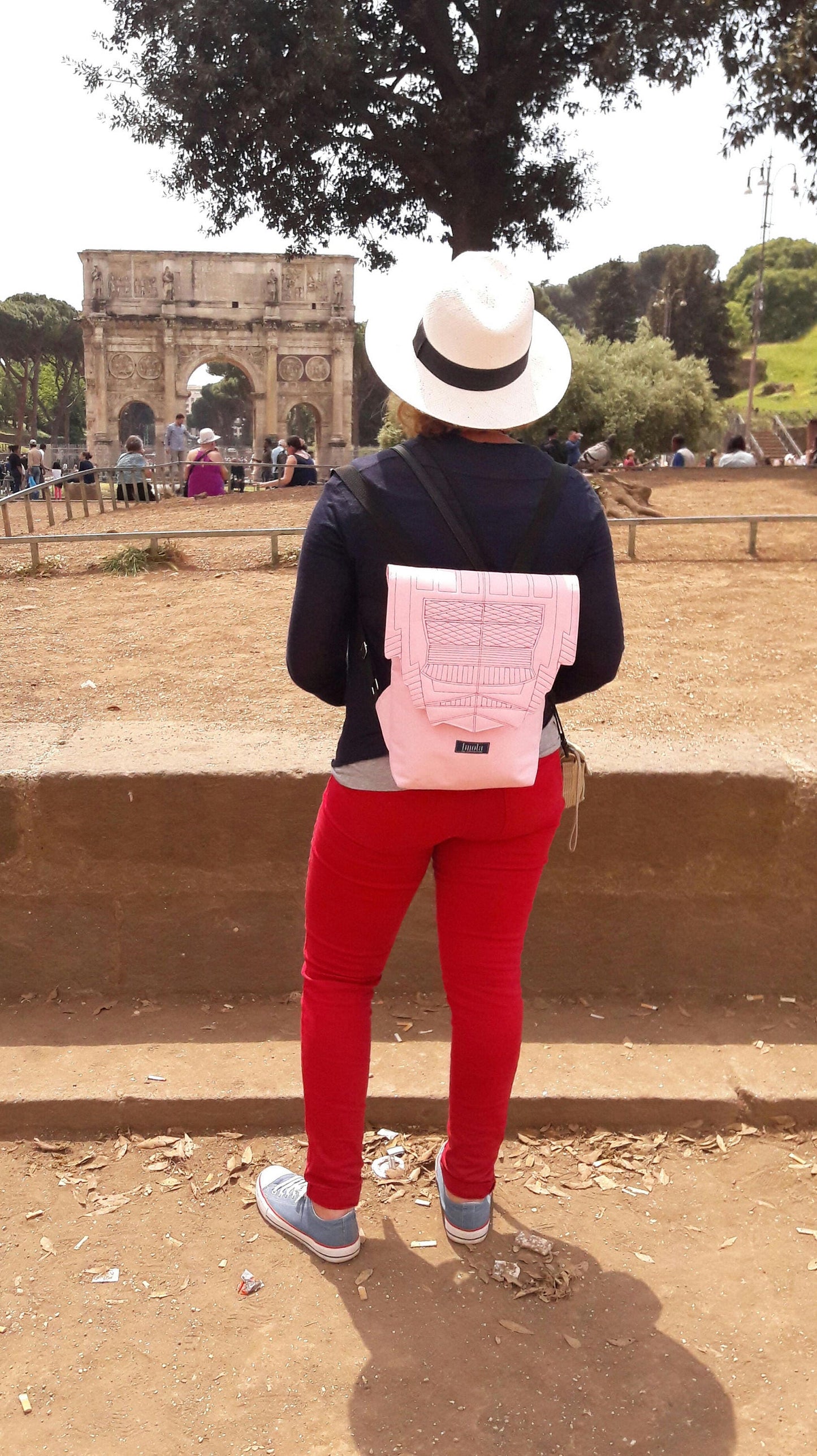 Backpack rose quartz hipster backpack rucksack cycling bag waterproof small mini backpack Zurichtoren geometric simple minimal pastel pink